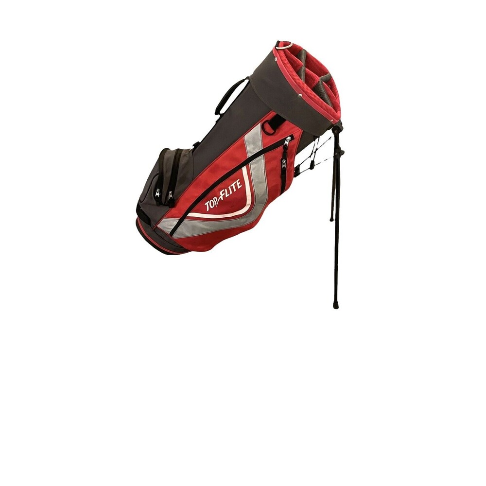 Top Flite Red White Grey Golf Bag W/ Stand Caddy
